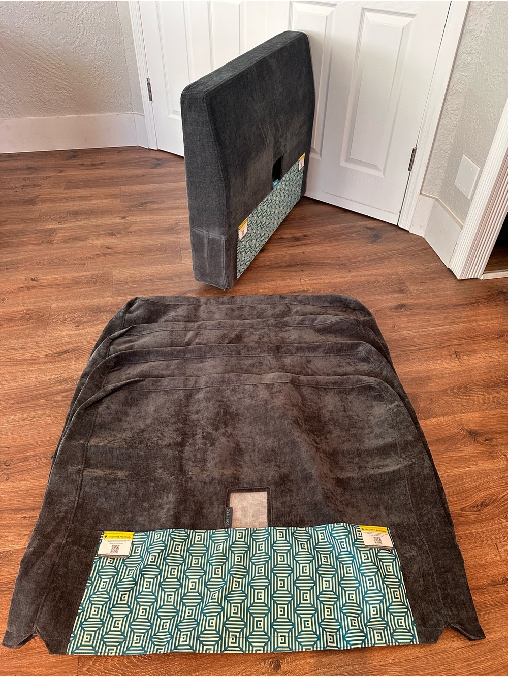 Lovesac Sactional Angled‎ Side Covers – Recycled Charcoal Etched Chenille- 1805